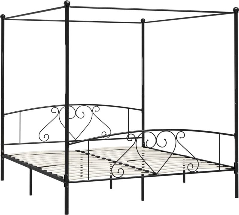 Himmelbett-Gestell Schwarz Metall 200 x 200 cm Vidaxl