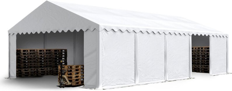 Lagerzelt 5x10 m Zelthalle Unterstand Weidezelt pvc Plane 700 n wasserdicht in weiß - Toolport