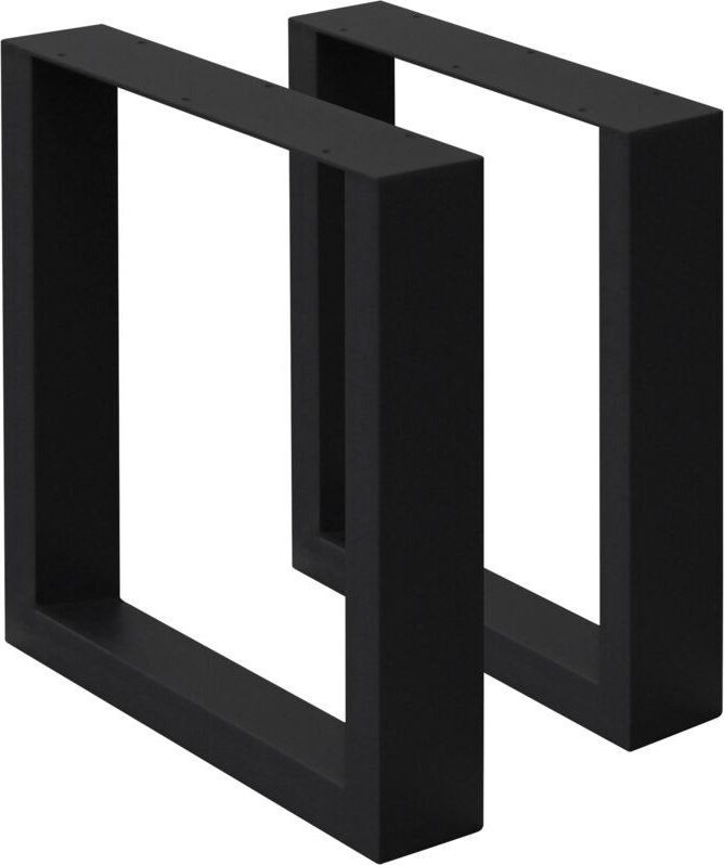 Ecd Germany - 2er Set Tischbeine 30x43 cm, Schwarz, Stahl pulverbeschichtet, Industriedesign, Vierkantprofil, Metall Tis...