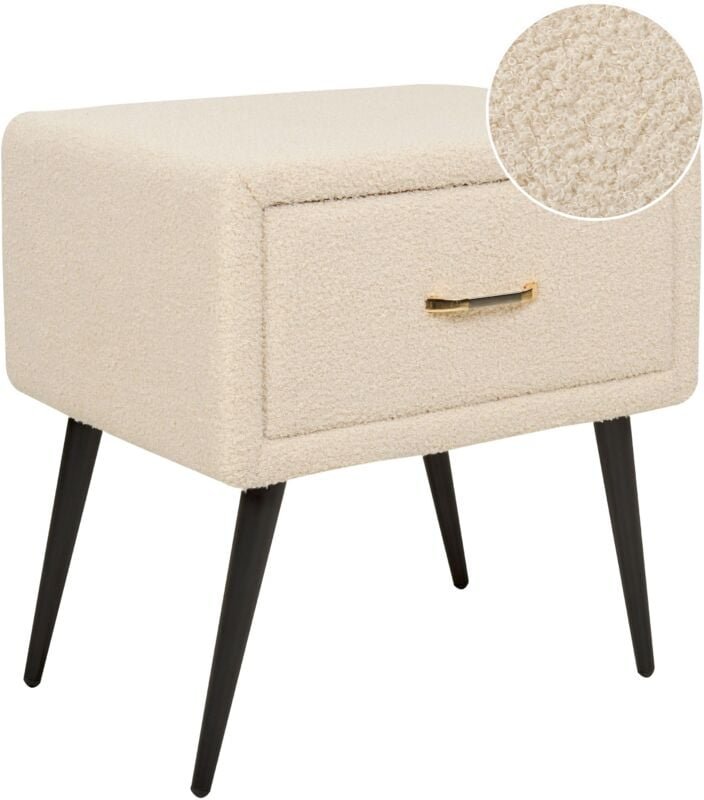 Nachttisch mit 1 Schublade FLAYAT Bouclé Beige
