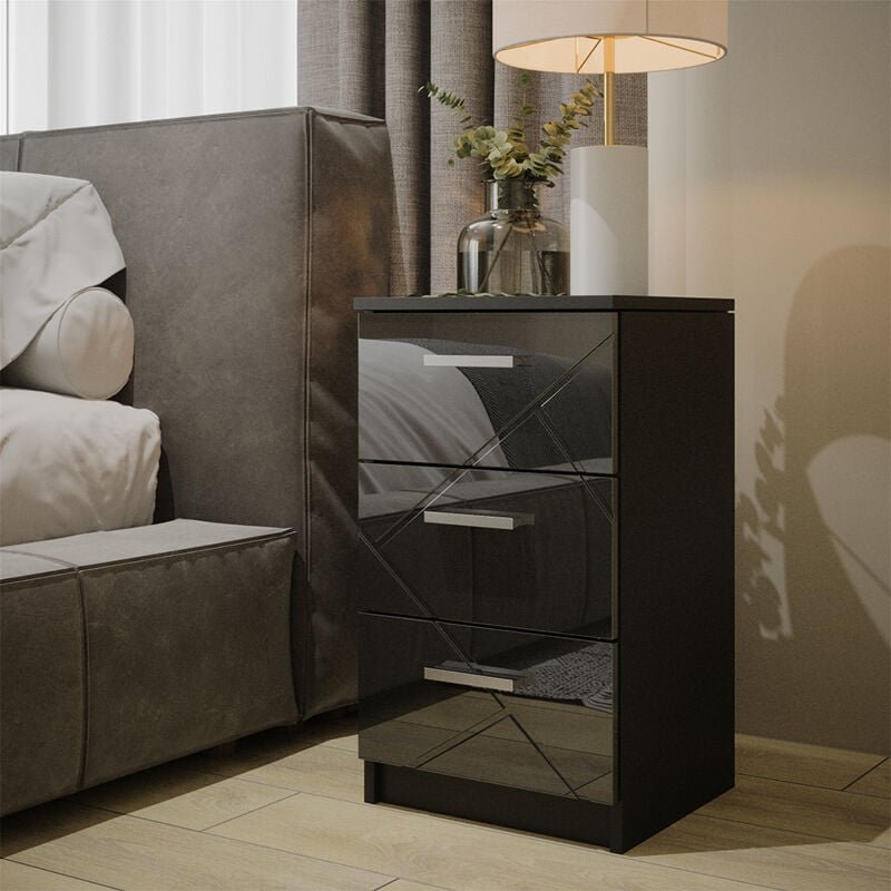 Nachttisch Irma, Schwarz, 37.6 x 66 cm Vicco