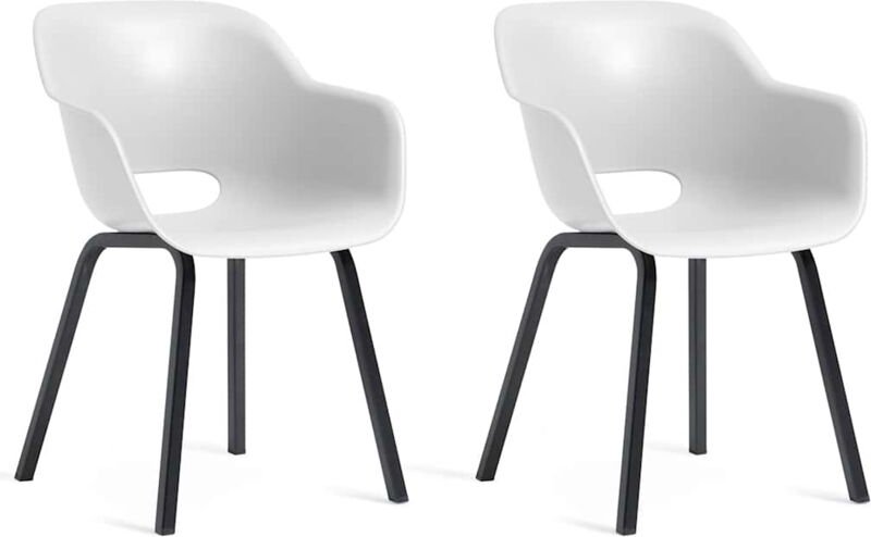 Keter - Gartenstuhl mit Metallbeinen Noa 2 Stk. Weiß