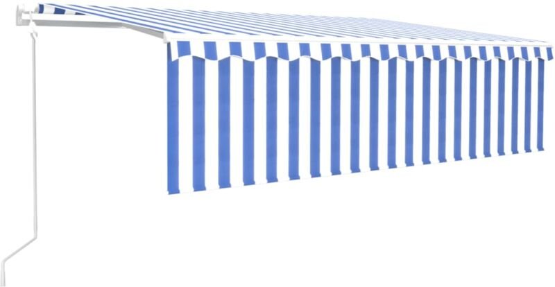 Vidaxl - Markise Automatisch Einziehbar mit Volant 5x3 m Blau und Weiß