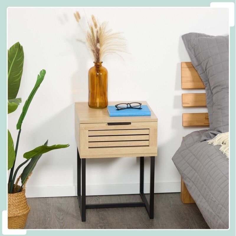 Nachttisch mit schublade und metallrahmen