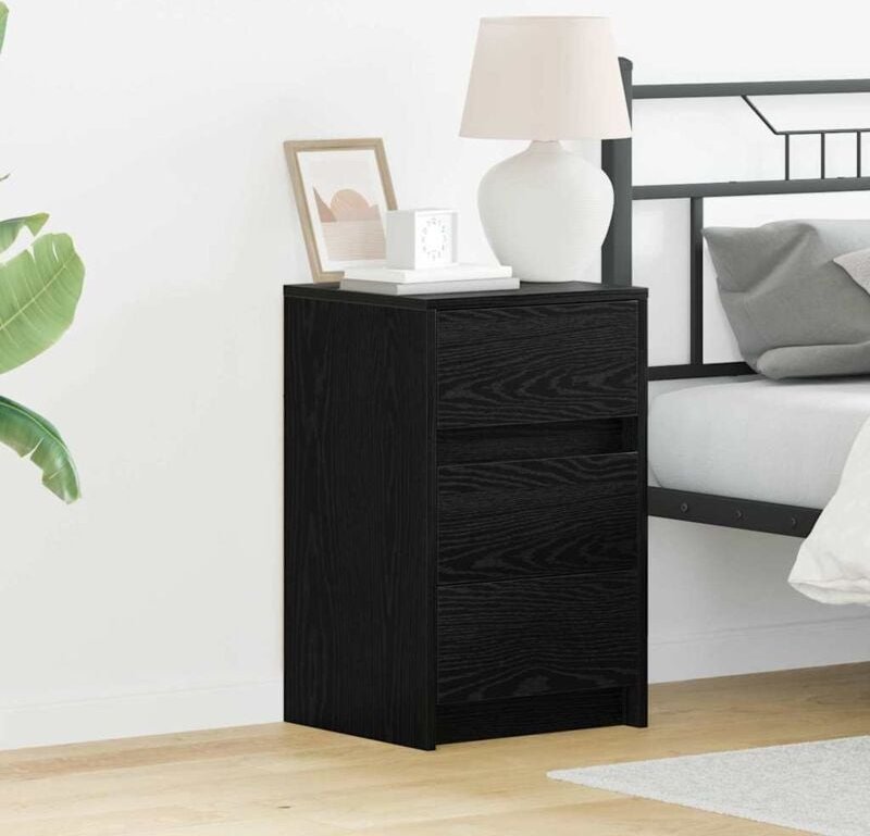 Nachttisch mit LED-Lichtern Schwarzes Eichenholz Holzwerkstoff vidaXL240418