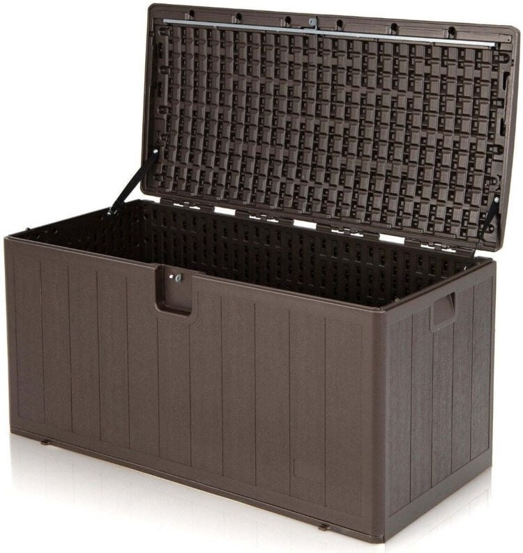 Groe aufbewahrungsbox mit 400 l kapazitat sonnengeschutzte truhe 1275 x 64 x 64 cm braun