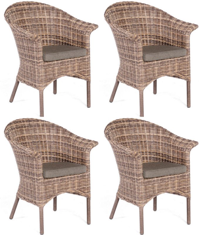 Sonnenpartner - 4x Garten-Sessel Cayman Aluminium/Polyrattan nature-mix Gartenstuhl
