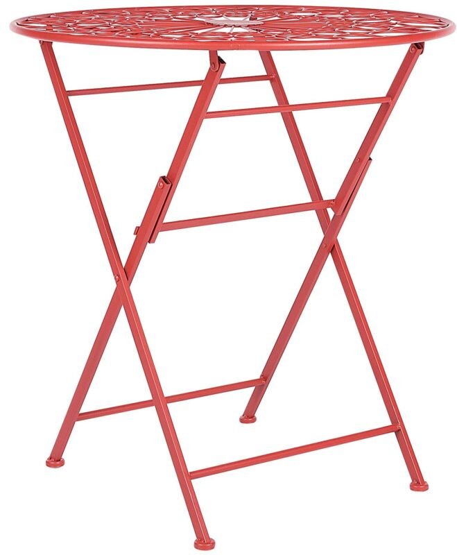 Beliani - Garten Bistro Tisch Rot Eisen klappbar für den Außenbereich UV-Rostbeständigkeit Französisch Retro-Stil