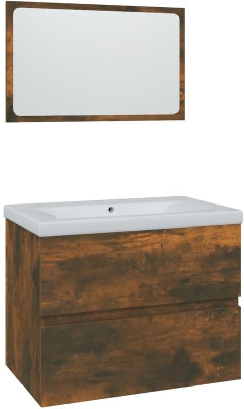 Badmöbel-Set Räuchereiche Holzwerkstoff Vidaxl