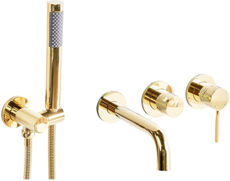 Beliani - Wandmontierte Badarmatur aus goldenem Messing mit einem Auslauf Duschmodernd Umstellventil