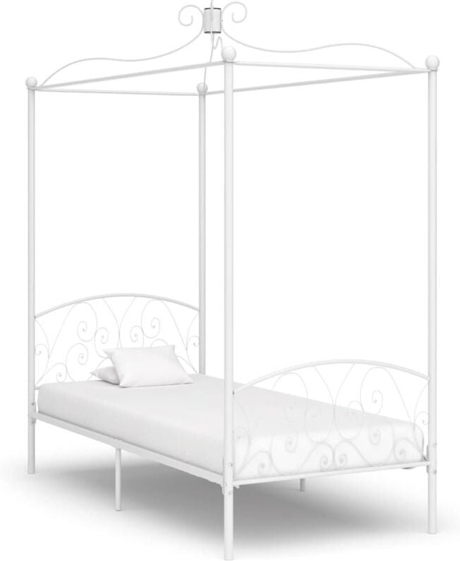 Himmelbett-Gestell Weiß Metall 100 x 200 cm Vidaxl