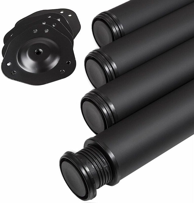 4 Stück Tischbeine Höhe 710 mm ø 80 mm Stahl mit schwarzer Oberfläche belastbar bis 300 kg (75 kg pro Stück), Schreibtis...