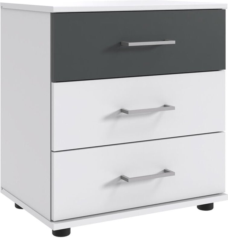 Lomadox - Nachttisch 52 cm breit modern in weiß mit graphit TREVISO-43