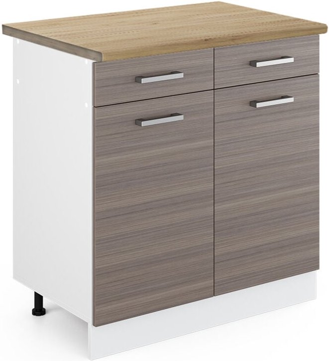 Vicco - Küchenunterschrank R-Line, Grau, 80 cm , ap Eiche