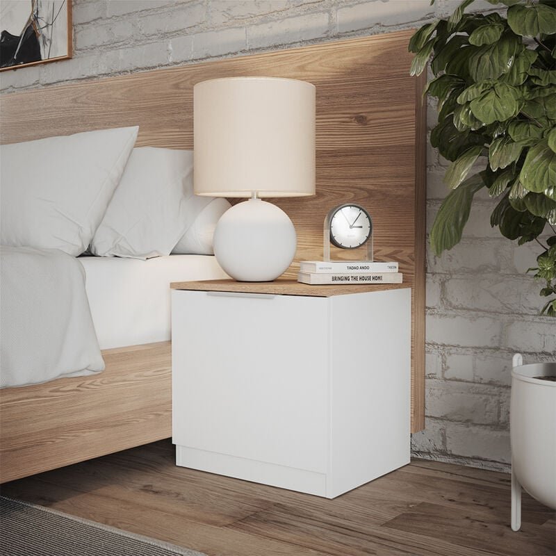Vicco - Nachttisch Betti, Weiß, 50 x 50 cm mit 1 Türen