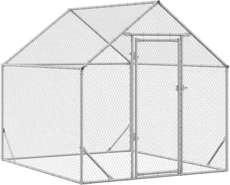 Hühnerkäfig Silber 200 x 170 x 177 cm Verzinkter Stahl vidaXL