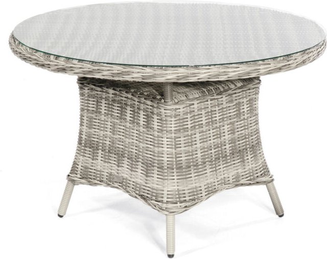 SunnySmart Midland Gartentisch rund Ø120 cm Aluminium mit Kunststoffgeflecht