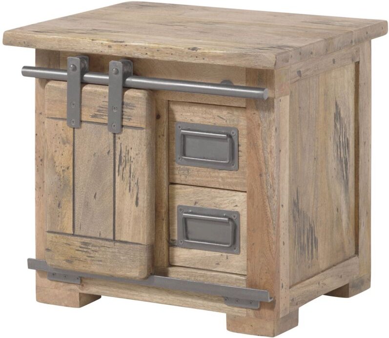 Massivmoebel24 - Nachttisch Mango 50x40x45 whitewash lackiert railway 3012