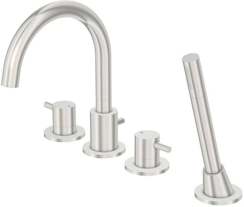 Steinberg Armaturen - Steinberg 100 - Badewannenarmatur für Wannenrand, 4-Loch-Montage, Nickel gebürstet 100 2400 bn