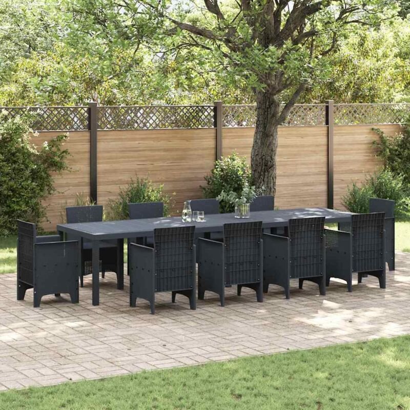 Gartentisch Anthrazit 350 x 100 x 73 cm Poly-Rattan Vidaxl
