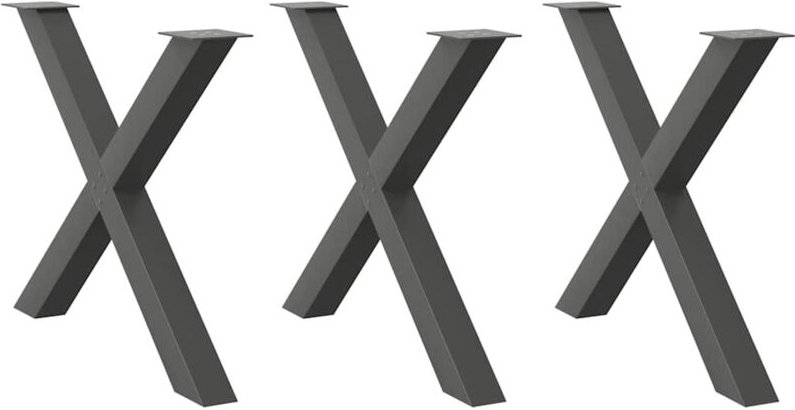 Esstischbeine X-Form 3 Stk. Anthrazit 90x(72-73) cm Stahl Vidaxl