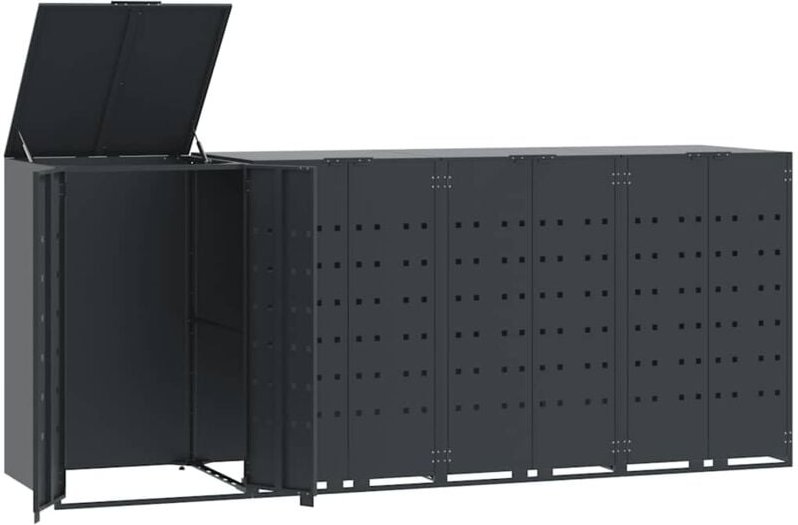 Vidaxl - Mülltonnenbox für 4 Tonnen Anthrazit 276x79x117 cm Stahl