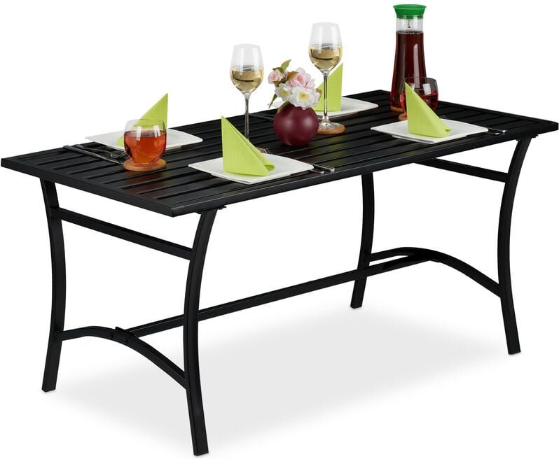 Gartentisch rechteckig, Garten, Terrasse & Balkon, robust & stabil, Metalltisch, hbt: 55,5x120x60 cm, schwarz - Relaxday...