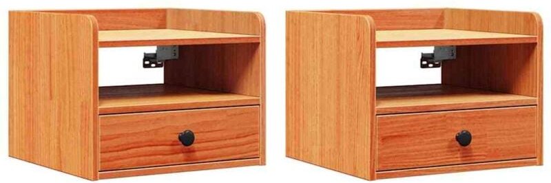 Nachttisch 2 pcs Wachsbraun 38 x 36 x 29,5 cm Massivholz Kiefer vidaXL