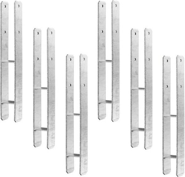 6x Pfostenträger H-Form, verzinkt, 91x600x6