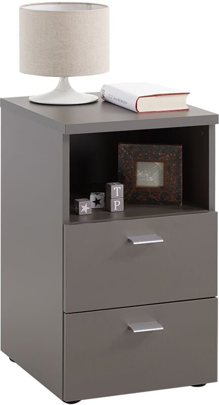Lomadox - Nachttisch Nachtschrank in grau CERNA-10, auch für Boxspringbetten geeignet, b/h/t ca. 35/61,5/39,9 cm