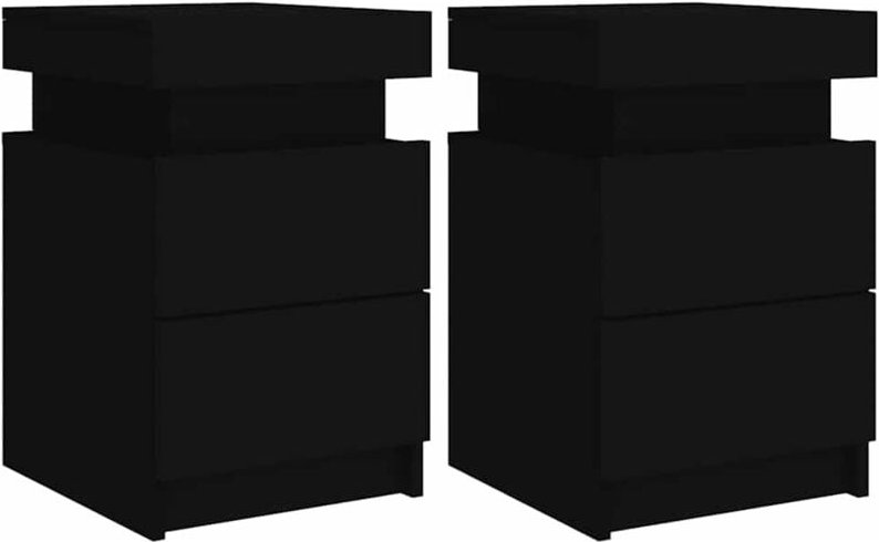 Nachttische mit LED-Leuchten 2 Stk. Schwarz 35x39x55 cm - Vidaxl