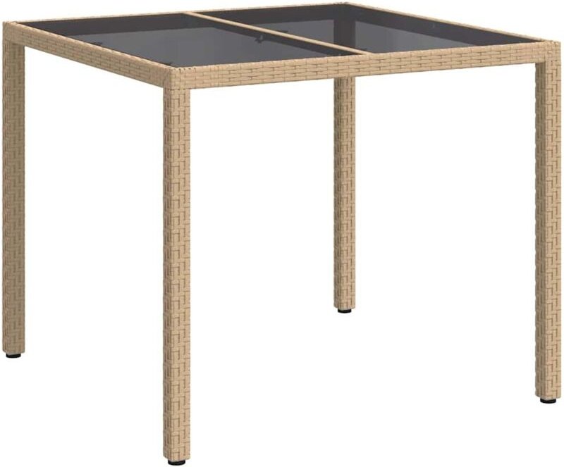 Garten-Eßtisch Beige 90 x 90 x 75 cm Poly Rattan Vidaxl