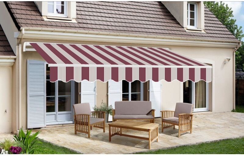 TrendLine Gelenkarm-Markise 3 x 2,5 m rot-weiß-weiß gestreift Markisen