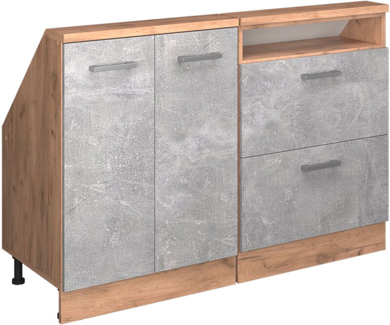 Dachschrägenschrank-Set Rion, Beton/Goldkraft Eiche, 2er Set, Vicco