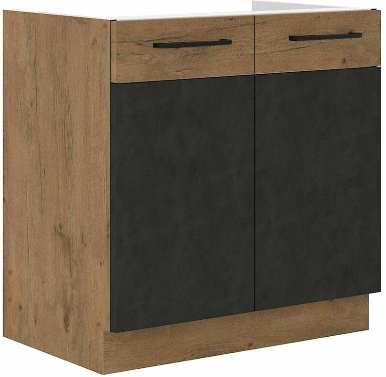 Küchen Preisbombe - Vigo Spülenschrank 80cm Eiche Lancelot Matera Grau Küchenzeile Küchenblock Küche
