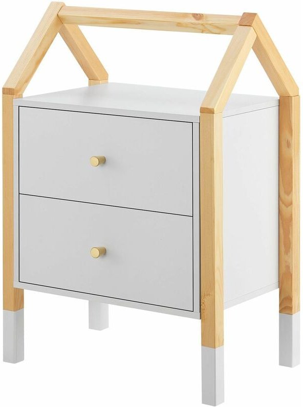 Kinder Nachttisch Enny mit 2 Schubladen - Nachtschrank klein, schmal & modern - Kommode aus Holz - Hausdesign - Nachtkäs...