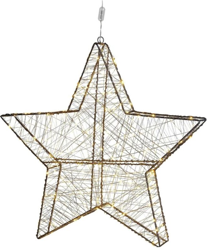 Outdoor led Weihnachtsbeleuchtung Silber Metall 58 cm Sternform mit Stromanschluss zum Aufhängen für Innen und Außen Dek...