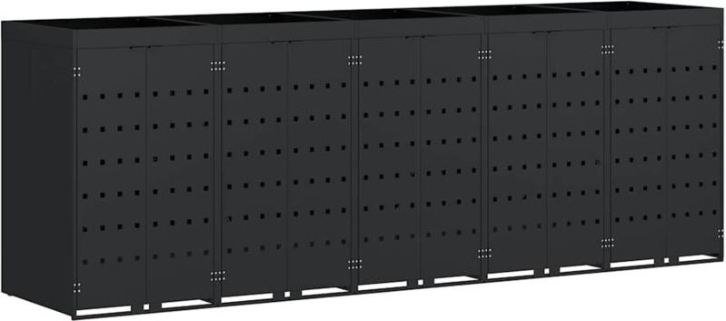 Wagenmüllbehälter für 5 Behälter Schwarz 340 x 77,5 x 121,5 cm vidaXL