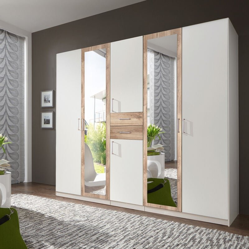Kleiderschrank 225cm in weiß und Eiche DUNMORE-43