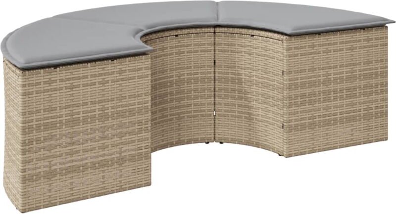 Garten-Fußhocker mit Kissen Beige Poly-Rattan vidaXL