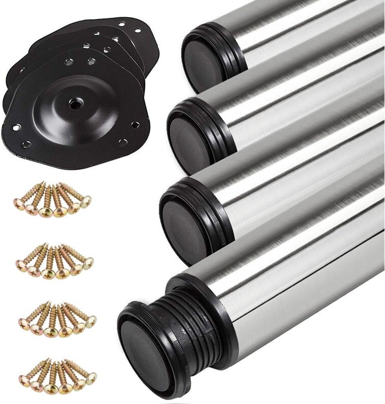 4er Set Tischbeine ø 60 mm Höhe 820 mm echt Edelstahl mit Anti-Fingerprint-Beschichtung höhenverstellbar