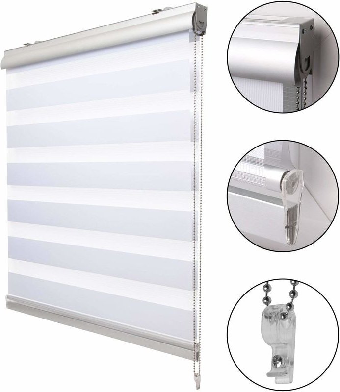 SolDecor DK9 Kassetten-Doppelrollo Weiß, 220x80 cm - Sol Royal