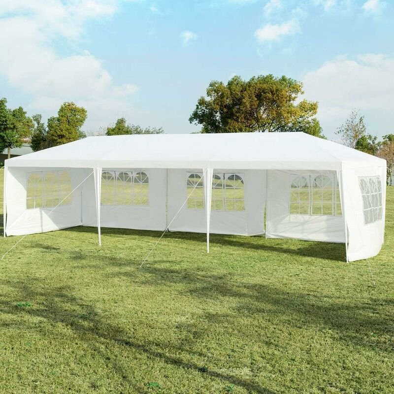 Costway - 3x9m Gartenpavillon Partyzelt mit 5 abnehmbaren Seitenwaende, Faltpavillon Bierzelt UV-Schutz, Gartenzelt falt...