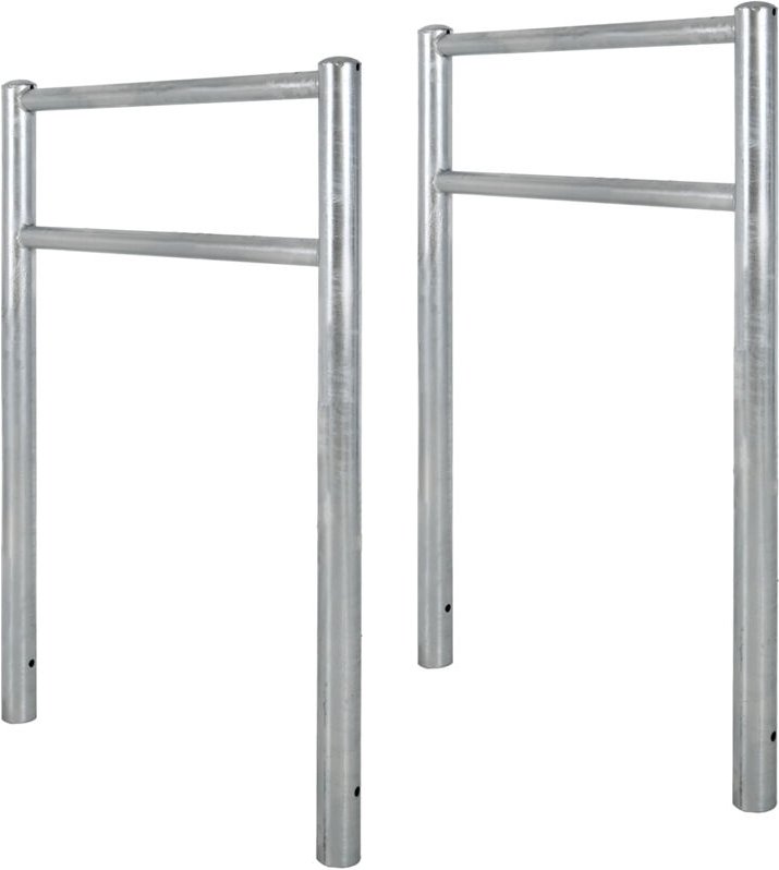 2x Fahrradanlehnbügel mit Knieholm 115x75 cm Stahl feuerverzinkt Ø 60 mm zum Einbetonieren grau Typ H