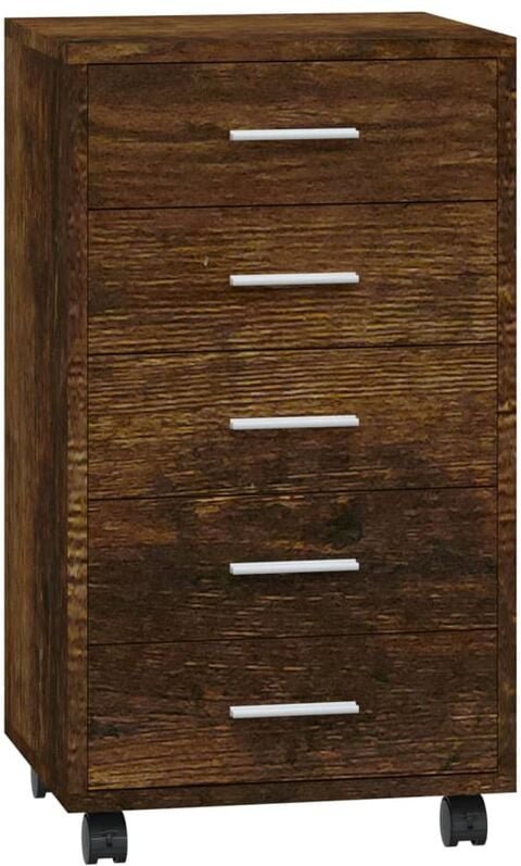 Schubladenschrank mit Rollen Räuchereiche Holzwerkstoff - Vidaxl
