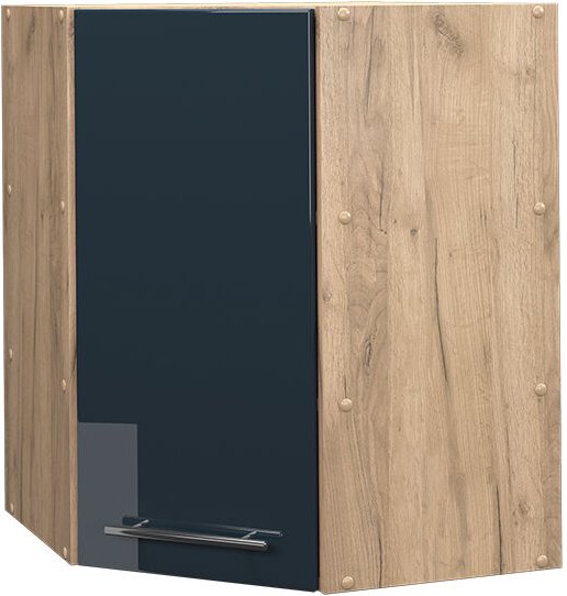 Vicco - Eckhängeschrank Fame-Line, Dunkelblau Hochglanz, 57 cm