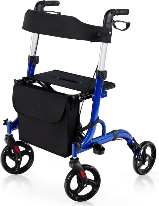 COSTWAY Rollator faltbar und leicht mit Sitz, 2 in 1 Ruhestuhl & Reiserollator, Gehhilfe 6-fach höhenverstellbar, Gehwag...