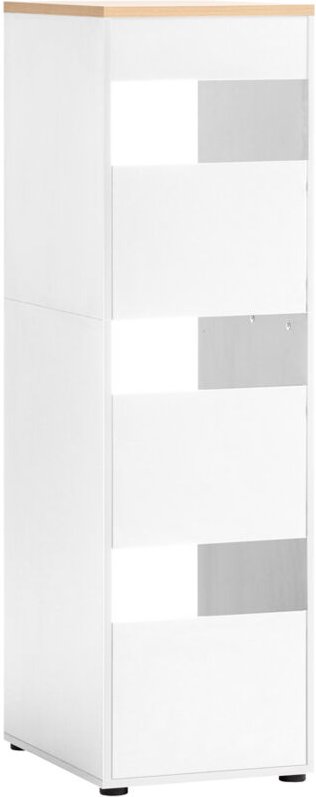 Lomadox - Wäscheschrank Hauswirtschaftsraum in weiß matt mit Eiche STOBY-80