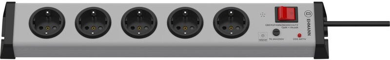 Ehmann - 0206x01053301 Überspannungsschutz-Steckdosenleiste 5fach Grau Schutzkontakt 1 St.