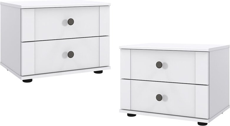 Lomadox - Nachttisch 2er Set, je 2 Schubladen, weiß, CROPANI-43
